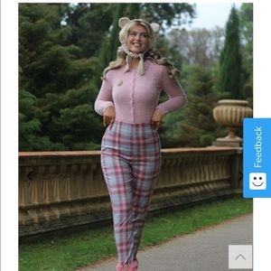 Collectif pink and blue plaid pants